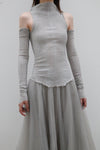 marc le bihan off shoulder long sleeve top 26958 E23 gray